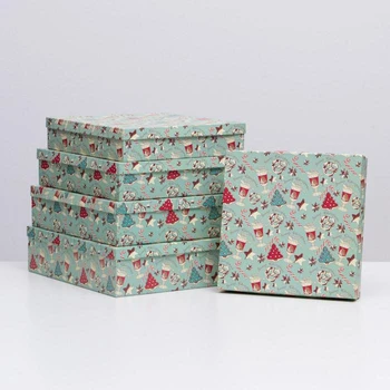 

Set of boxes 5 in 1 "Sweet christmas", 34 х 34 х 9 - 26 х 26 х 5 cm 5300500