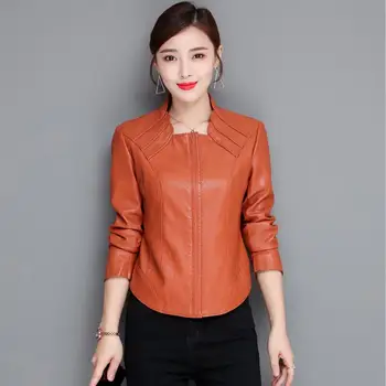 

Plus Size Black Leather Clothing Women New 2019 Spring Autumn Women's Leather Jacket Short Slim Motorcycle Female Leather Coat