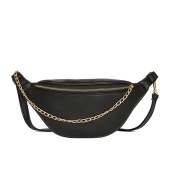 

New Pack Fashion Waist Bag High Quality PU Leather Belt Chest Bag with Chain Women Shoulder Bags women Crossbody Bag Phone Pouch