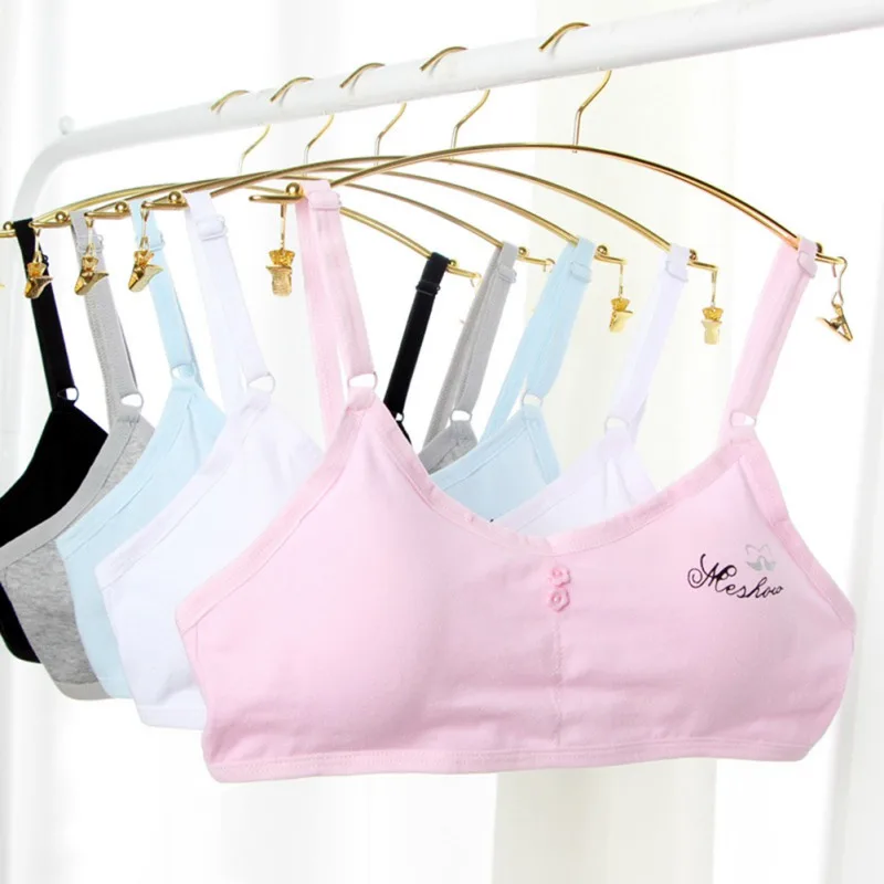 All Season Kid Girls Teen Underwear Soft Padded Cotton Bra Solid Color for Yoga Sports Running Comfortable Breathable - Цена: 