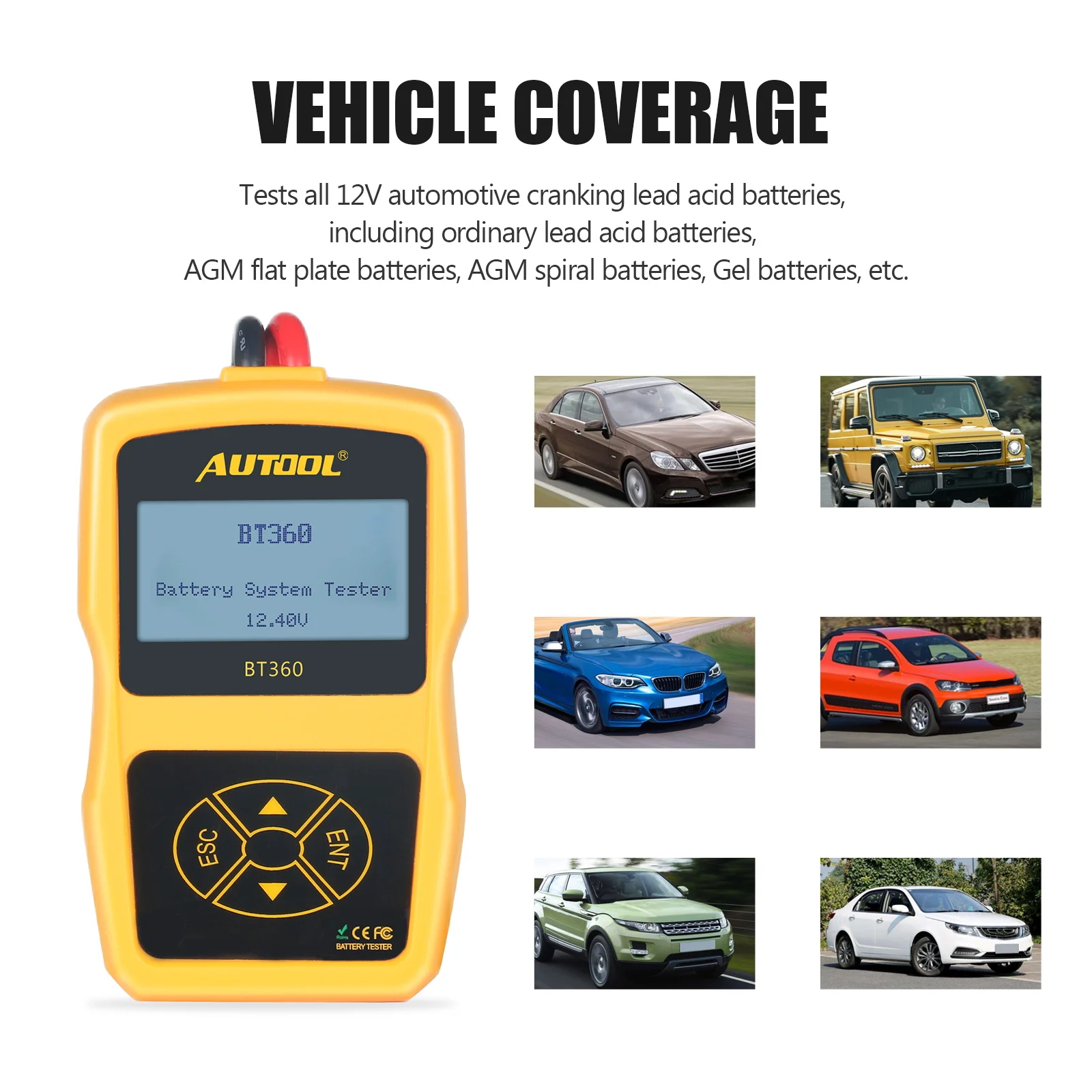 Тестер аккумуляторной батареи AUTOOL BT360, 12 В, цифровой автомобильный диагностический тестер для аккумулятора, анализатор, инструмент для заря... Тестер аккумуляторной батареи AUTOOL BT360, 12 В, цифровой автомобильный диагностический тестер для аккумулятора, анализатор, инструмент для заря...