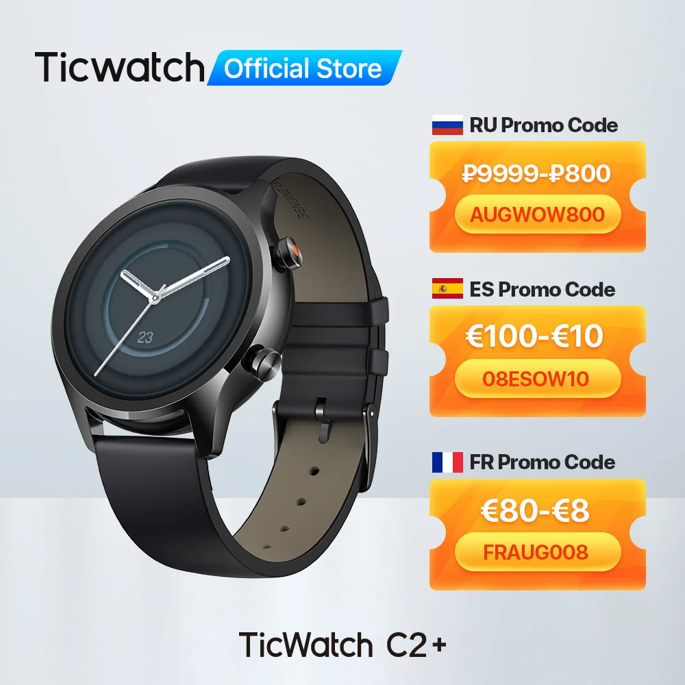 Photo Product TicWatch C2 Plus Wear OS Smartwatch 1GB RAM Built-in GPS Fitness Tracking IP68 Waterproof Watch NFC Google Pay Women's Watch