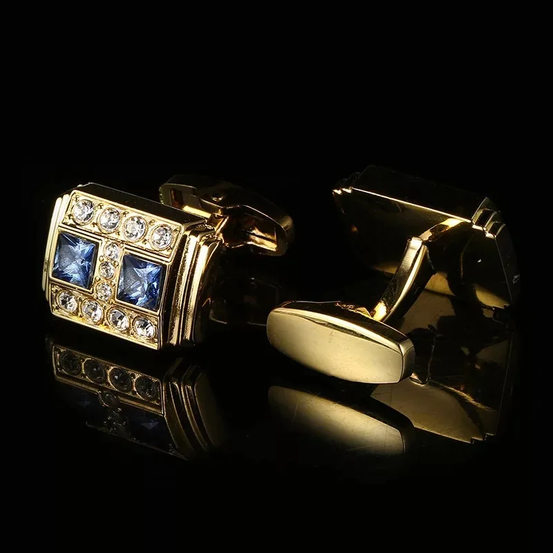 

2019 new Europe jewelry blue crystal cufflinks luxury top quality grace cuff buttons for men t-shirt gentlemen business wedding