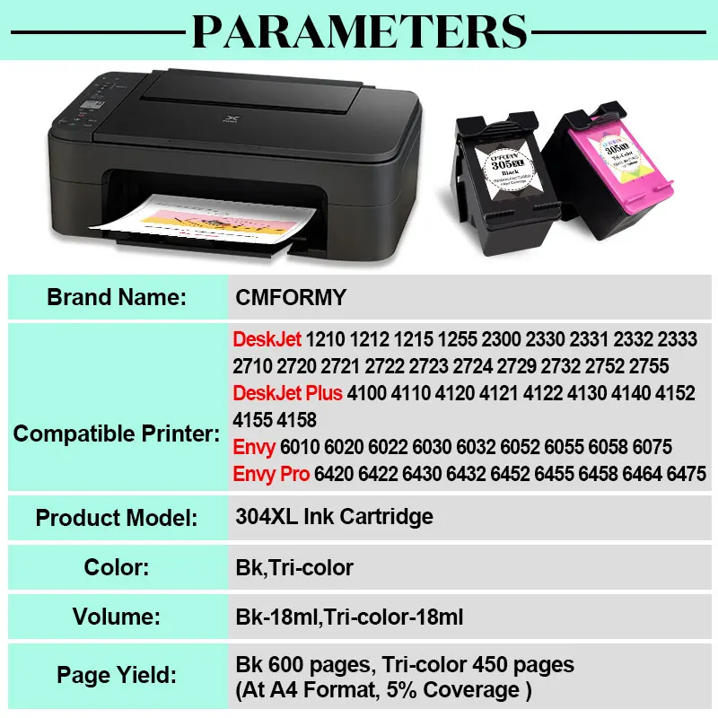 Cartouche d'encre HP 305XL pour DeskJet 2710 / 2720 / 2721 / 2722 / 2723 /  2724 / 4110 / 4120 / 4122 / 4130, HP Envy 6010 / 6020 / 6022 / 6030 / 6032  / 6420 / 6422 / 6430 / 6432 Noir - Cartouche d'encre - Achat & prix