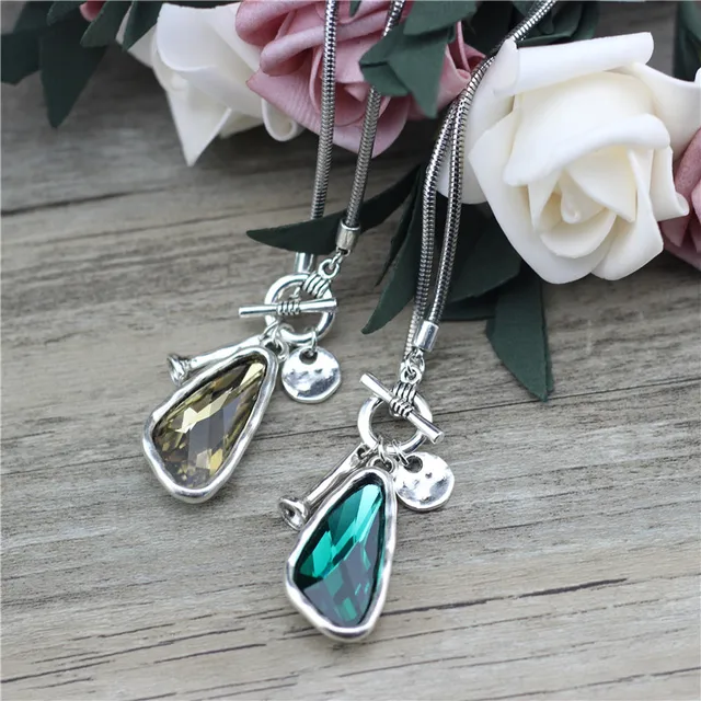 Anslow 2021 New Fashion Winter Sweater Chain 90cm Length Women Female Long Necklace Irregular Crystal Pendant Charms LOW0046AN 5