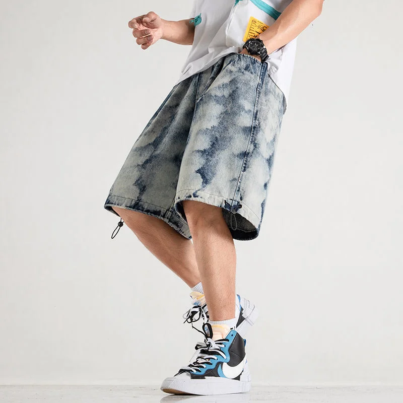 Джинсы окрашенные в завязку с широкими штанинами модные повседневные джинсовые