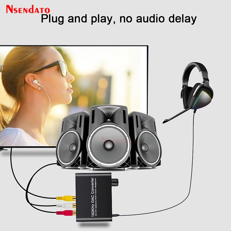 Adaptador de Conversor e Decodificador de Áudio Óptico para Rca Digital de Áudio 5.1ch para Dolby Ac3 a 2.0ch Coaxial Conversor 192khz Dac Dts 3.5mm - Image 4