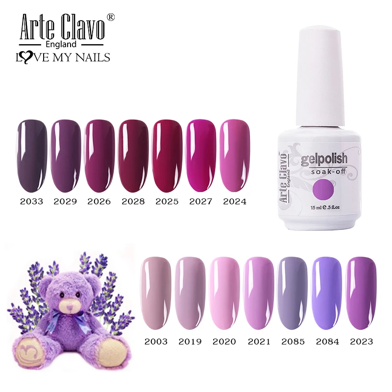 Arte Clavo Гель-лак для ногтей, УФ светодиодный, фиолетовый, серия 131 цветов, Полупостоянный Гибридный гвоздь, лак для ногтей