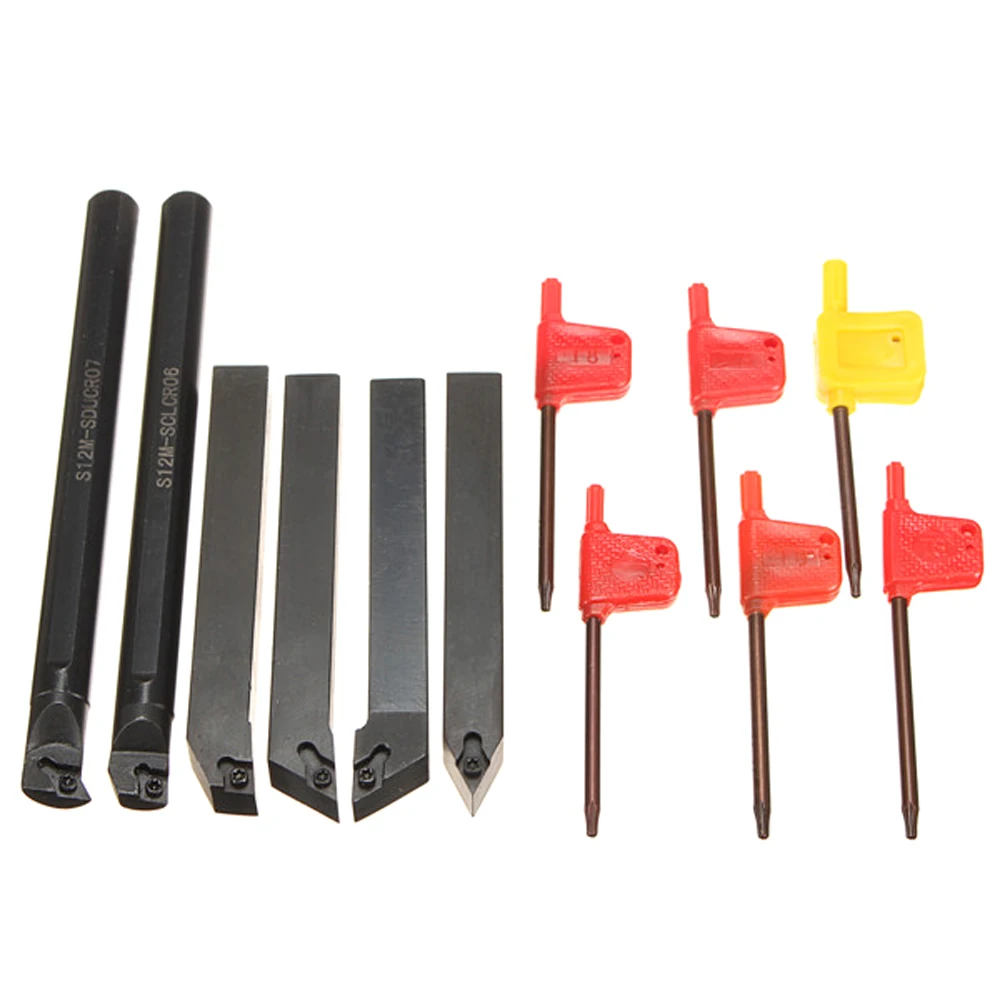 

6Pcs Set of Lathe Holder S12K-SDUCR07 + SDJCR1212H07 + SDJCL1212H07 + SDNCN1212H07 + SCLCR1212H06 + S12K-SCLCR06 + Wrench