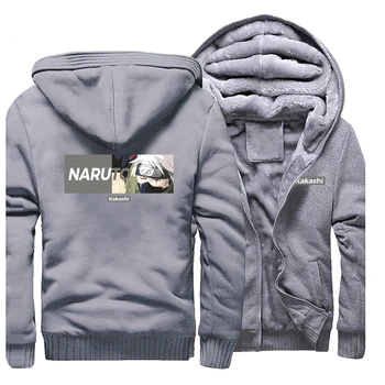 

Hot Sale Winter New 2019 Men Raglan Sweatshirts Naruto Kakashi Japan Anime Cartoon Zipper Hip Hop Streetwear Fashion Coat Thick
