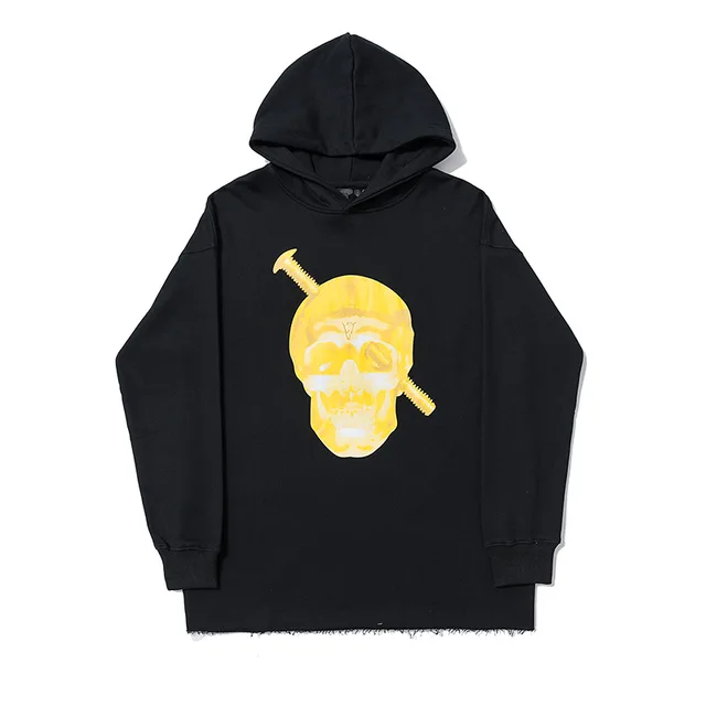 VLONE Yellow skull Cotton Sweatshirts Hoodie 1