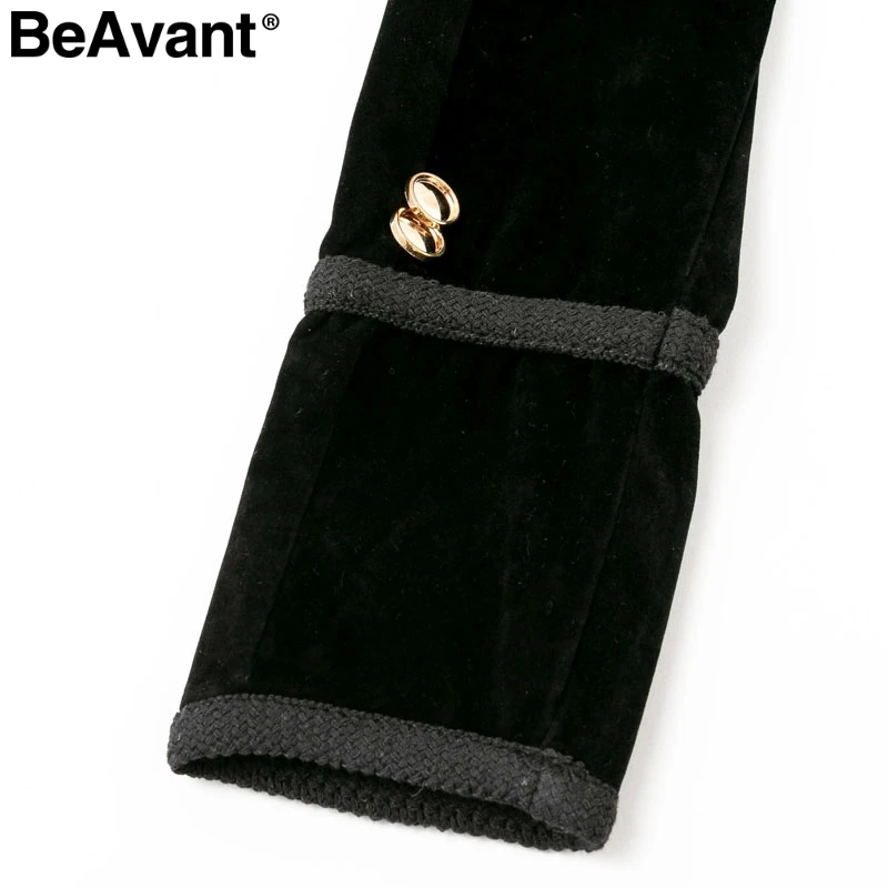 BeAvant/бархатная куртка с отложным воротником для женщин элегантные пуговицы