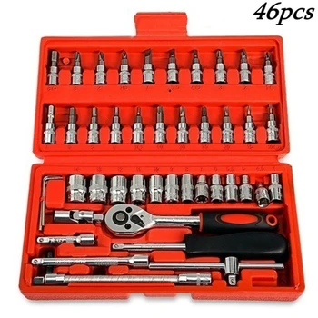 

46pc Spanner Socket Set Car Repair Tool Ratchet Wrench Set Combination Bit Set Repair Tool Kit