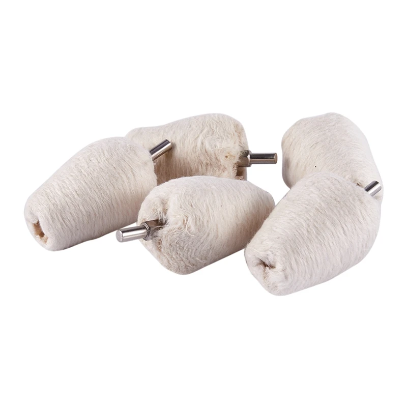 

5 Pcs Cone-Shaped White Flannelette Polishing Wheel Grinding Head with 1/4 inch Handle for Metal Aluminum/Stainless Steel/Chrome