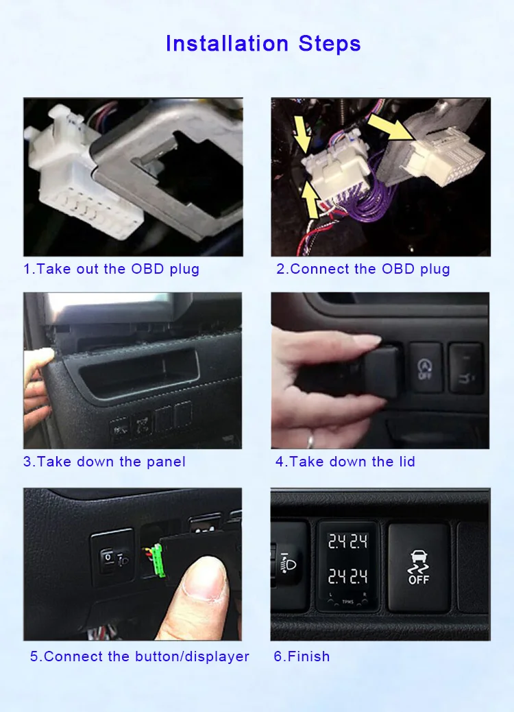 Цифровой ЖК-дисплей, монитор давления в шинах OBD TPMS, диагностика для ...