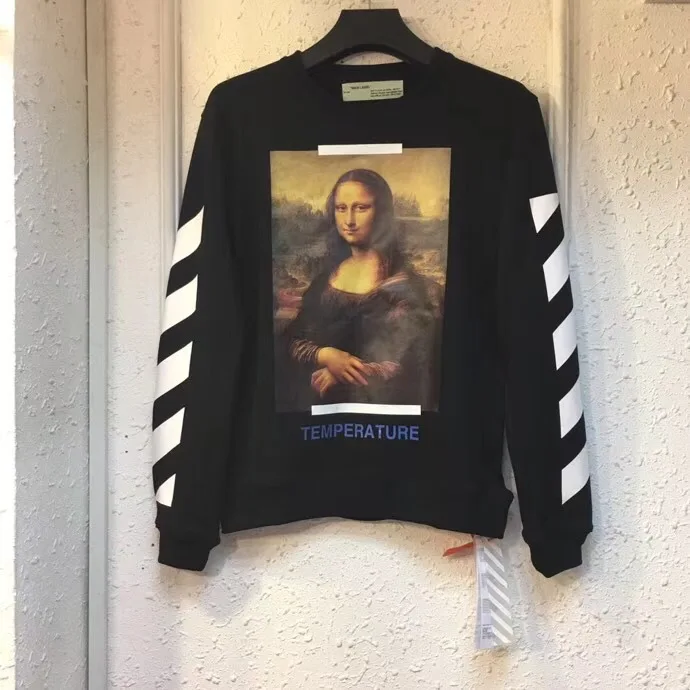 18SS off white Mona Lisa теплопередача стрелка Весна Осень Мужчины Женщины Круглый вырез с длинным рукавом Уличная Толстовка