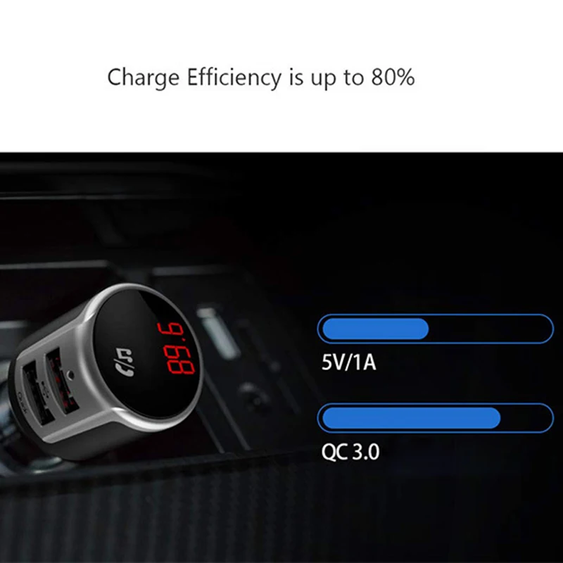Автомобильный Bluetooth Многофункциональный плеер, беспроводной fm-передатчик, воспроизведение голосовой навигации, с двойным USB, 3.0A умная быстрая зарядка