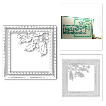 

2020 New Square Frame Embossing Plant Green Leaf Background Metal Cutting Dies For Making Greeting Card Scrapbooking No Stamps