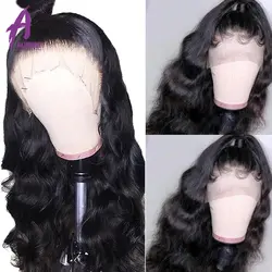Бразильские волнистые волосы Синтетические волосы на кружеве парик 13x4 человеческих волос парики для черный Для женщин 100% alimice парик из