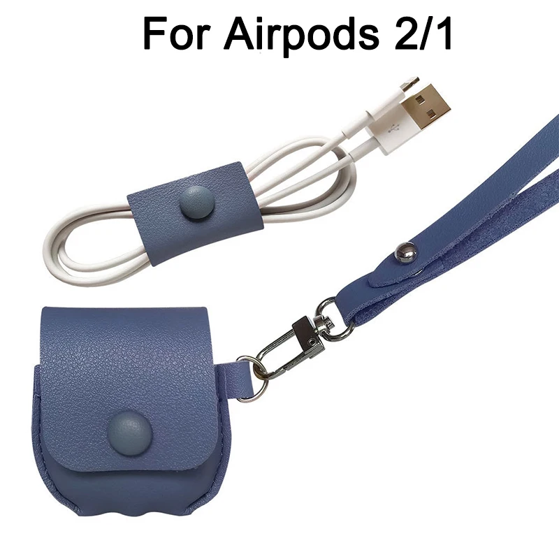 Sea blue airpods 2 1 Сказочный кожаный чехол для Apple Airpods Pro, противоударный ремешок для наушников, чехол для AirPods 3 2 1, чехол для зарядки, защитный чехол - Цвет: Sea blue airpods 2 1