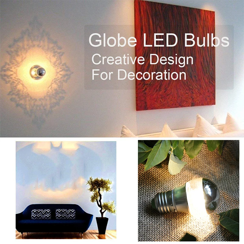 하프 실버 LED 필라멘트 전구, 차양막 장식, E27, E14, LED 5W, 7W, 베이스 라이트 미러 전구, 차갑거나 따뜻한 흰색, AC 110-220V