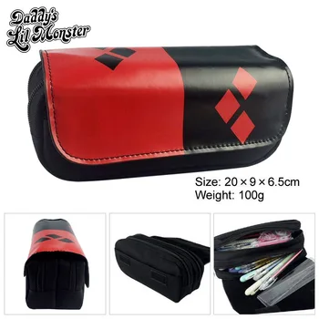 

Suicide Squad Harley Quinn Cosplay Pen Bags Double Zipper School Pencil Case Box Cosmetic Makeup Bag Storage Bag Gift