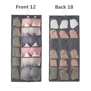 

Wall Hanging Storage Bag Wardrobe Organizer Double Side Underwear Bra Socks Sorting Bag Bedroom Hanging Storage Pouch Organiser