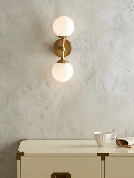 

Nordic modern wall lamp bedroom brass simple modern bedside lamp personalized creative study aisle background wall lamp