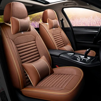 

Full Coverage PU Leather car seat cover flax fiber auto seats covers for dacia dokker duster logan 2