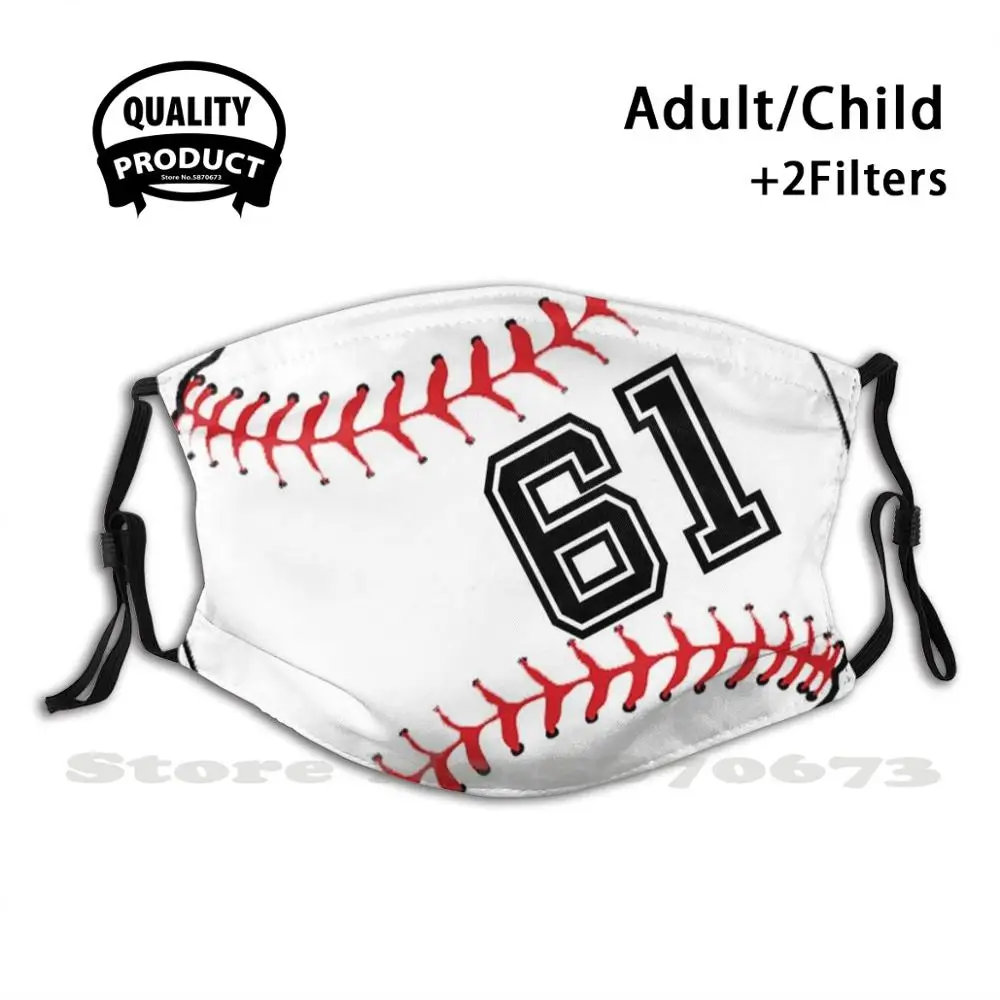 

Baseball Player Jersey No 61 Back Number #61 Ball Sport Sticker Gift Fashion Mouth Masks Filter Adult Kids Face Mask Baseball