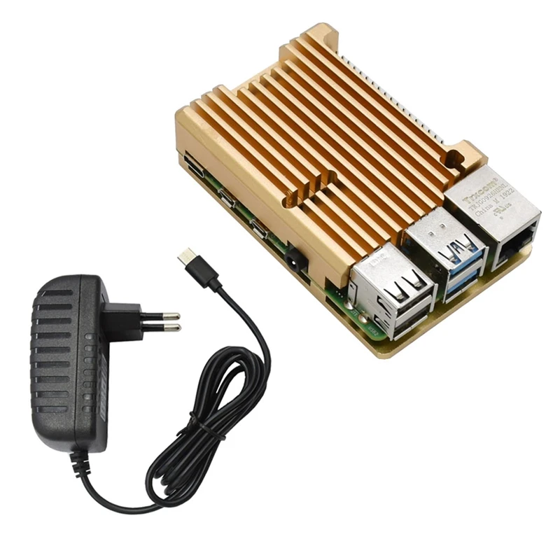 Для Raspberry Pi 4B 2G ram DIY Kit Поддержка 2,4/5,0 GHz wifi Bluetooth 5,0 с алюминиевым ЧПУ сплав защитный Золотой чехол 5V 3A P