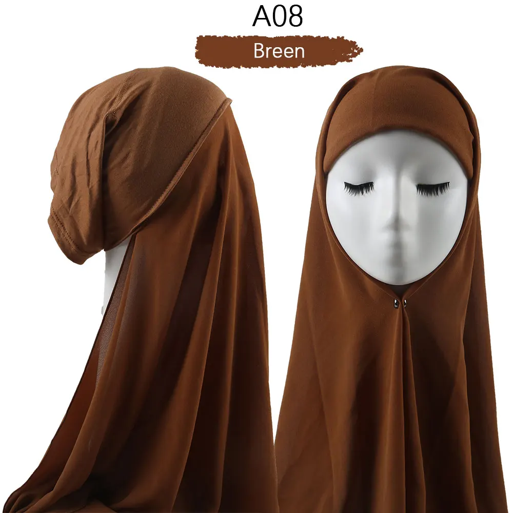 Women Muslim Instant Chiffon Hijab With Cap Underscarf Bonnet HIjabs  Scarf Islam Headscarf Headwrap Turbante