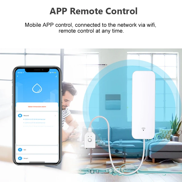 Tuya WiFi Water Leak Sensor, Water Leak Detector, Smartlife APP Notification Alerts,Leak Alarm Home Security Water Flood Sensor 2