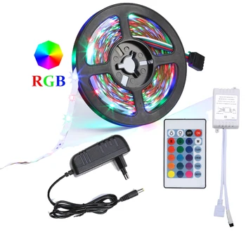 

RGB LED Strip 5M 10M(2*5M) SMD 3528 2835 LED Light IR Remote Controller 12V Power Adapter Flexible Light Led Tape Home Decoratio