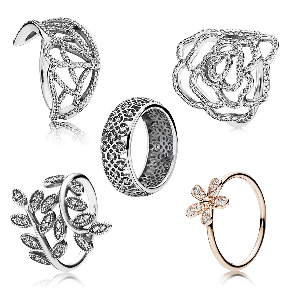 

New Fashion Dazzling Daisy Shiny Leaves, New Butterfly, Complex Lattice Wide Ring Ring Female Birthday Engagement Best Gift