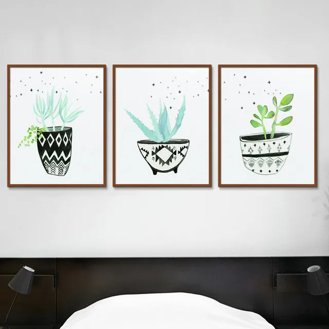 

The Cartoon Of Nordic Contracted Style Is Pure And Fresh Green Plant Potted Poster Hd Art Printing Wall Painting Childrens Room