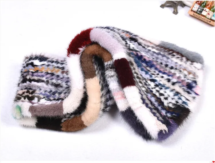 Autumn Winter New Mink Woven Fur Collar Female Fashion Warm Comfortable Scarf Men And Women Double-sided Luxury Cross Shawl