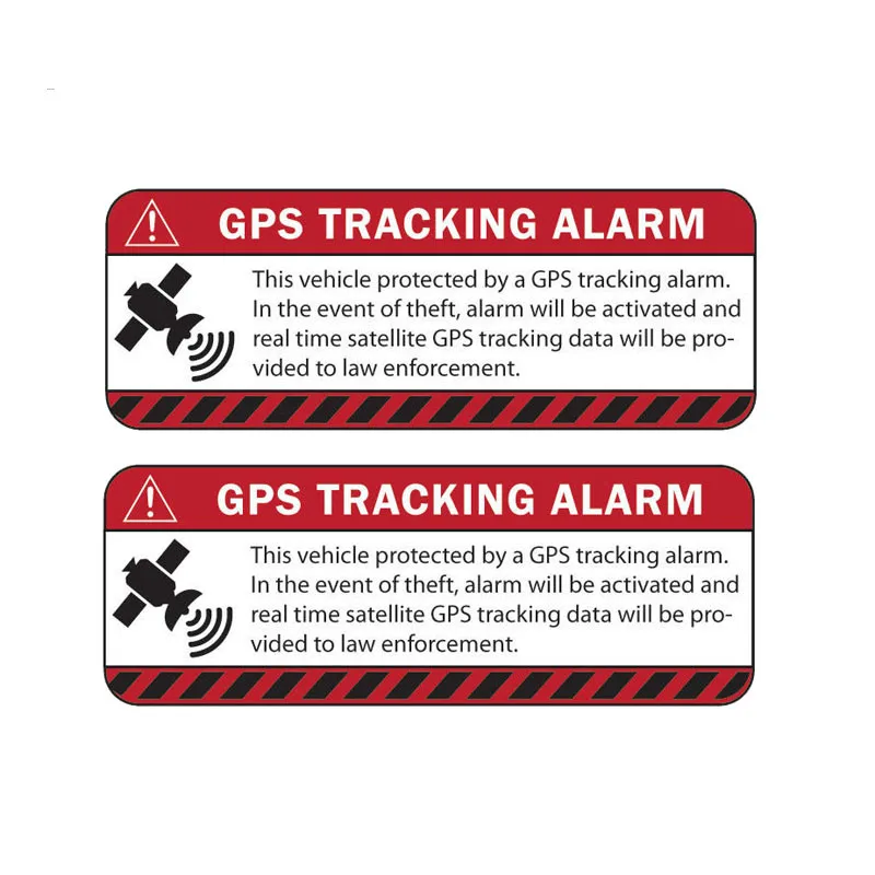 

2 X 4.9cm X 13cm Car Sticker WARNING GPS TRACKING ALARM Motorcycle Decor High Quality Vinyl Scratches Waterproof PVC