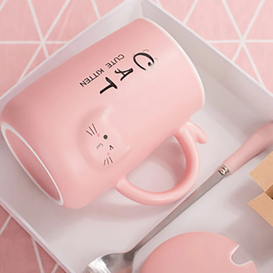 Многоразовая керамическая кружка в форме кошки набор кофейных чашек для