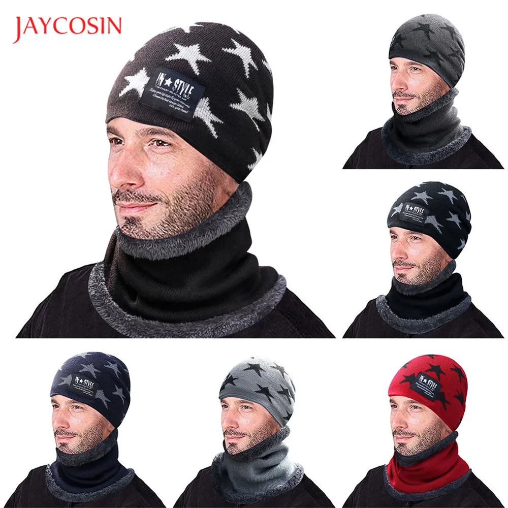 Joycosin новая унисекс вязаная шапка s женский модный джемпер Skullies вязаная шапка со звездами теплая уличная Лыжная шапка женский шарф набор