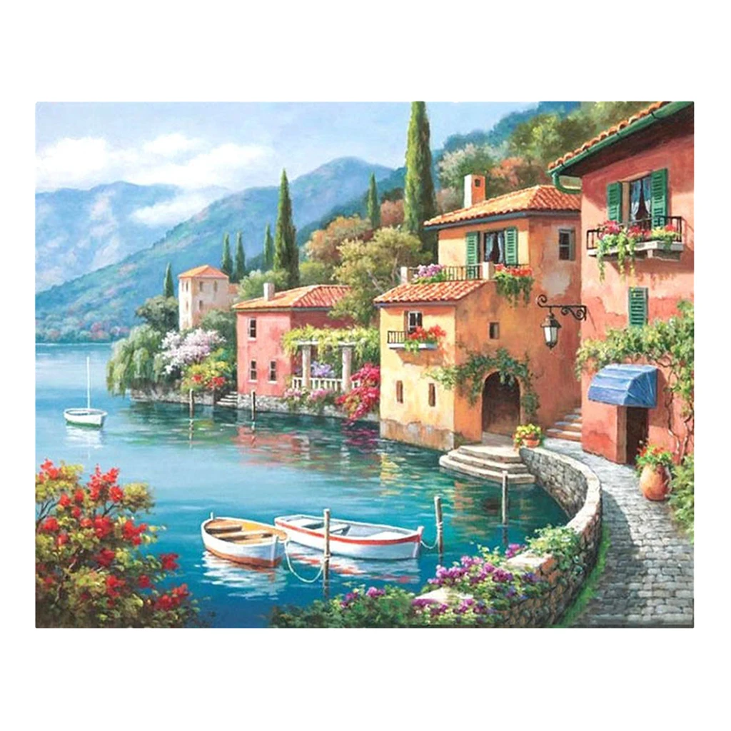 DIY Painting by Numbers for Adults, Paint by Number Kit On Canvas for Beginners, New Painters, Gift Package (Silent Harbor)