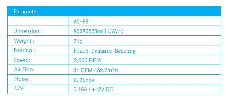 F8 ARCTIC компьютер чехол 8 см вентилятор 3pin 2000 об/мин 80x80x25 мм Процессор охлаждающие водные вентиляторы