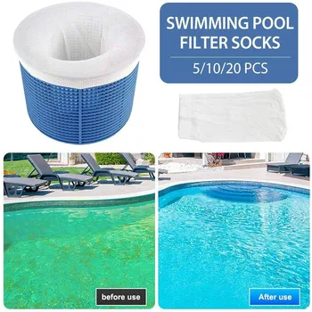

5/10/20Pcs Swimming Pool Filter Saver Skimmer Slag Basket Sleeve Mesh Screen Sock Pool Skimmer Sock Net Filter Sleeve Clean Tool