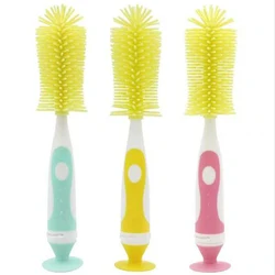 Cepillos de silicona + PP para biberón, cepillo multifuncional para pezones, tubo de boquilla, tetina, esponja, biberón de alimentación
