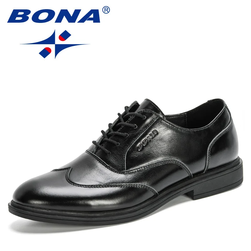 

BONA 2020 New Designers Formal Shoes Men Wedding Shoes Genuine Leather Round Toe Mens Dress Shoes Office Shoes Sapato Masculino