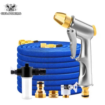 

25FT-100FT Telescopic Garden Hose Plastic Magic Hose flexible Car Wash Hose Metal Spray Gun Outdoor Garden High Quality Watering