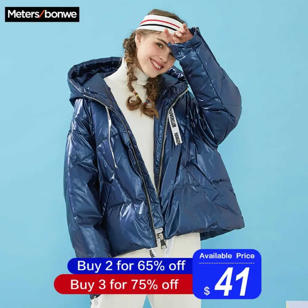 Metersbonwe/пуховик с капюшоном для женщин, зимний, удобный, теплый, 80%, серый, утиный пух, крутой, для девушек, цветной, в стиле панк, зимний пуховик