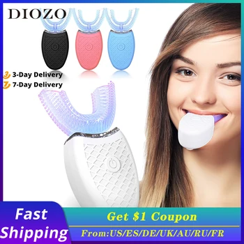 

360 Degrees Intelligent Automatic Sonic Electric Toothbrush U Type 4 Modes Tooth Brush USB Charging Tooth Whitening Blue Light
