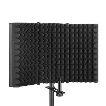 

Black Foldable Microphone Isolation Shield, Adjustable Recording 95AF