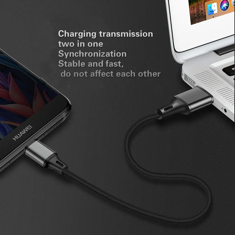 0,25 м для type C 8Pin Micro USB кабель для iPhone 8X7 6 6S Plus iOS 10 9 8 samsung Nokia USB кабели быстрой зарядки шнур